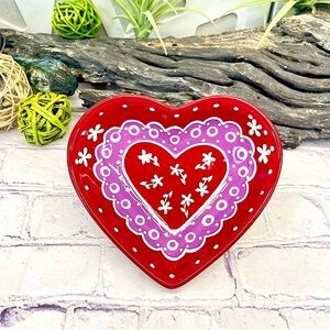 {MESA Home} Vintage Red & Purple Heart Shaped Ceramic Bowl Love Dish
